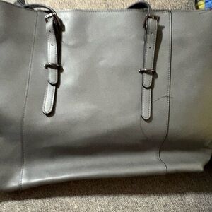 Minimalist Gray Leather Tote Bag messenger/computer bag
